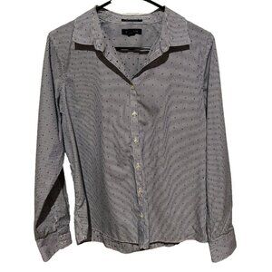 Lands’ End Blue striped dot print No-Iron supima button down shirt 12